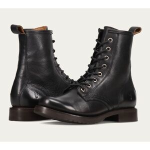 FRYE VERONICA FLEX Combat Ankle Boots Black Leather Women's Size 10